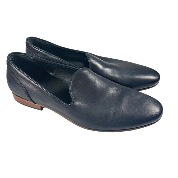 8 BY YOOX NAVY BLUE LEATHER LOAFER SHOES EU SIZE 42 US SIZE 9 - Picture 1 of 10